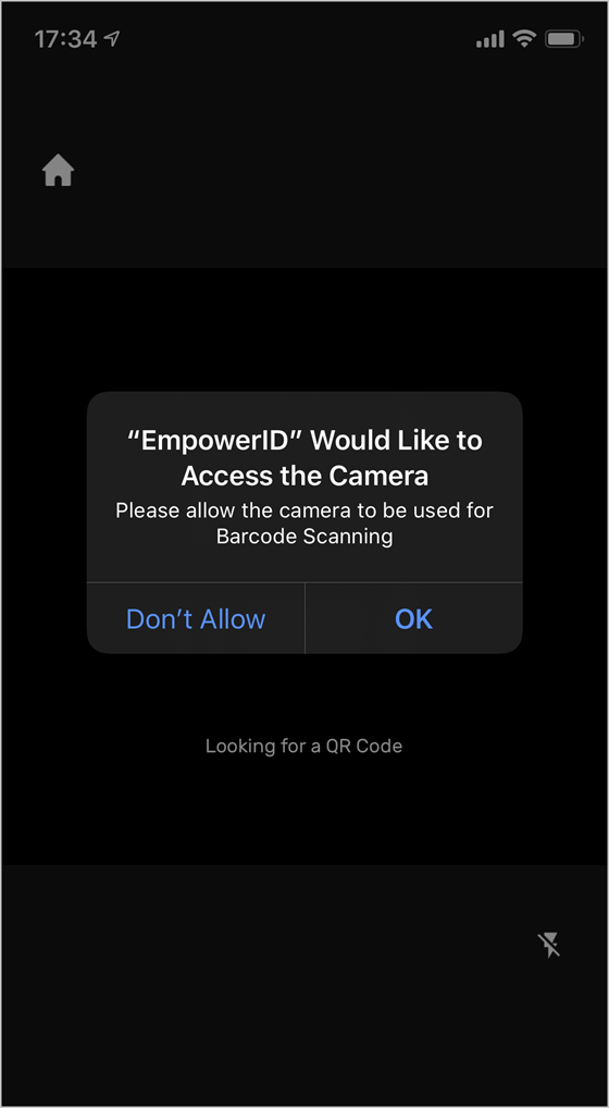 Camera permission request