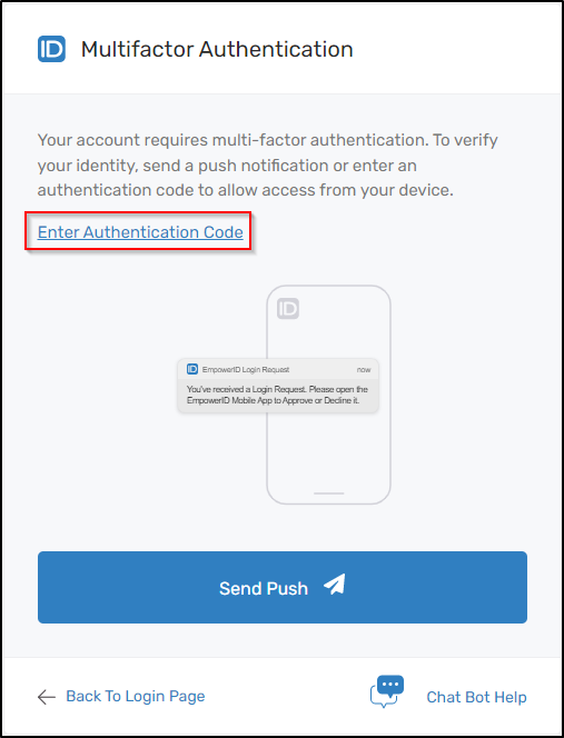 Prompt for authentication code