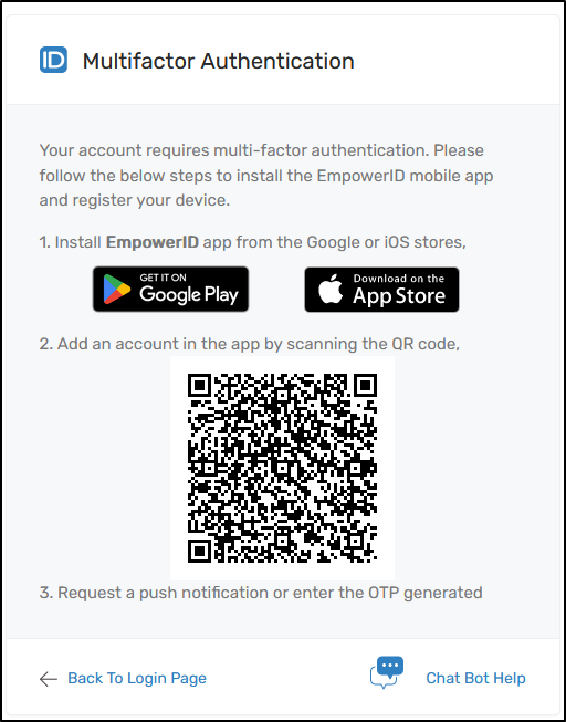 Login screen showing MFA requirement