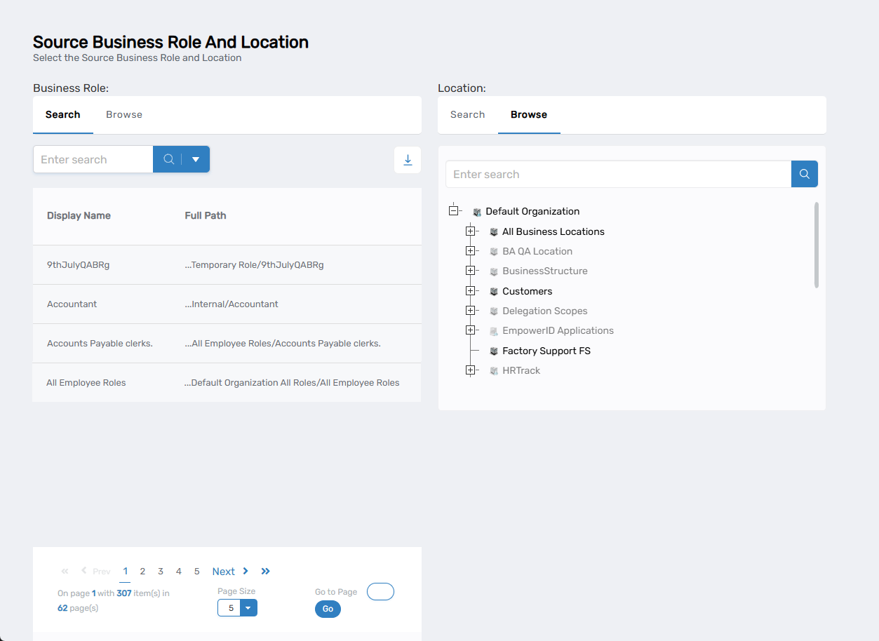 Source Business Role and Location