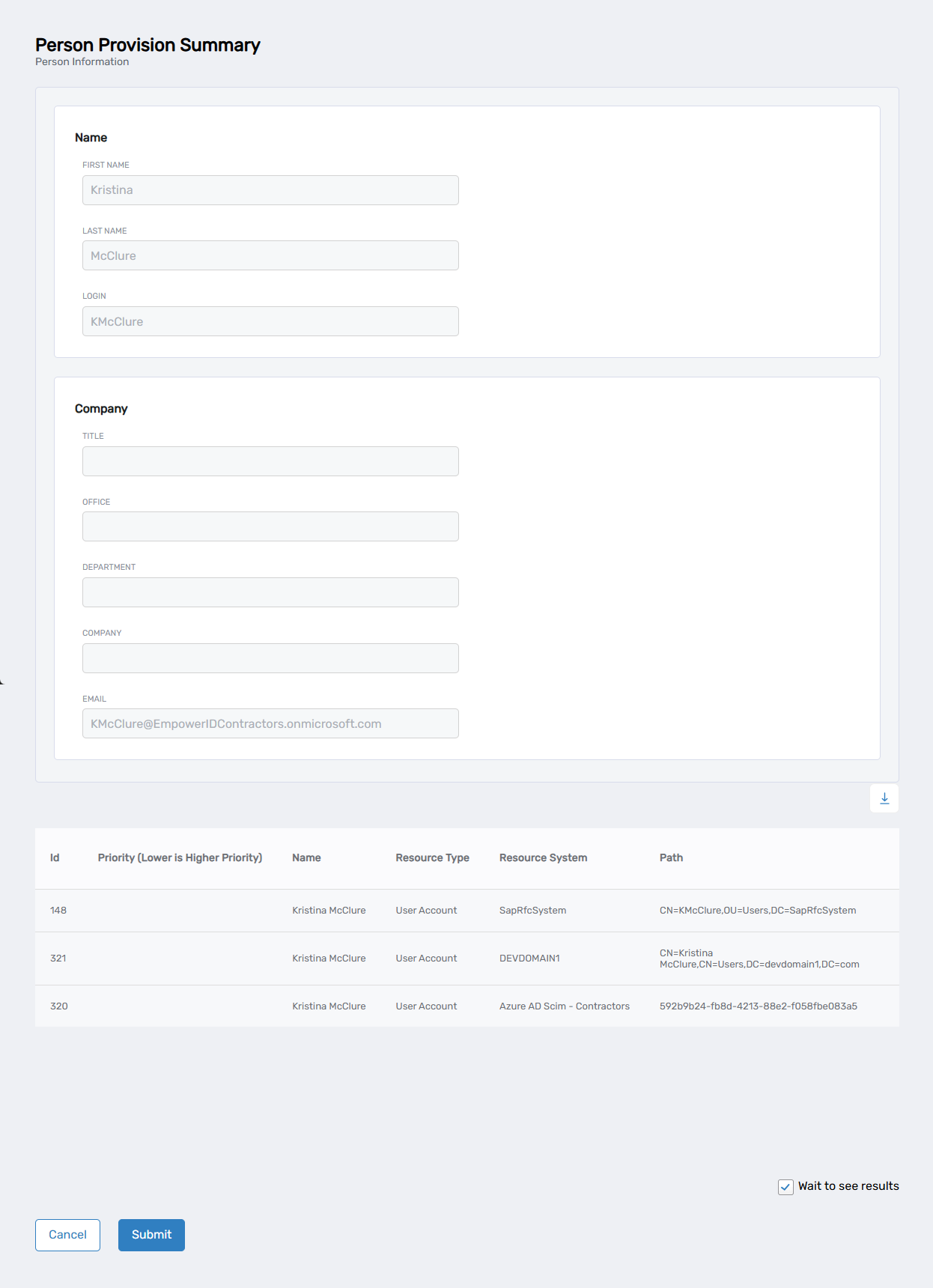 Person Provision Summary