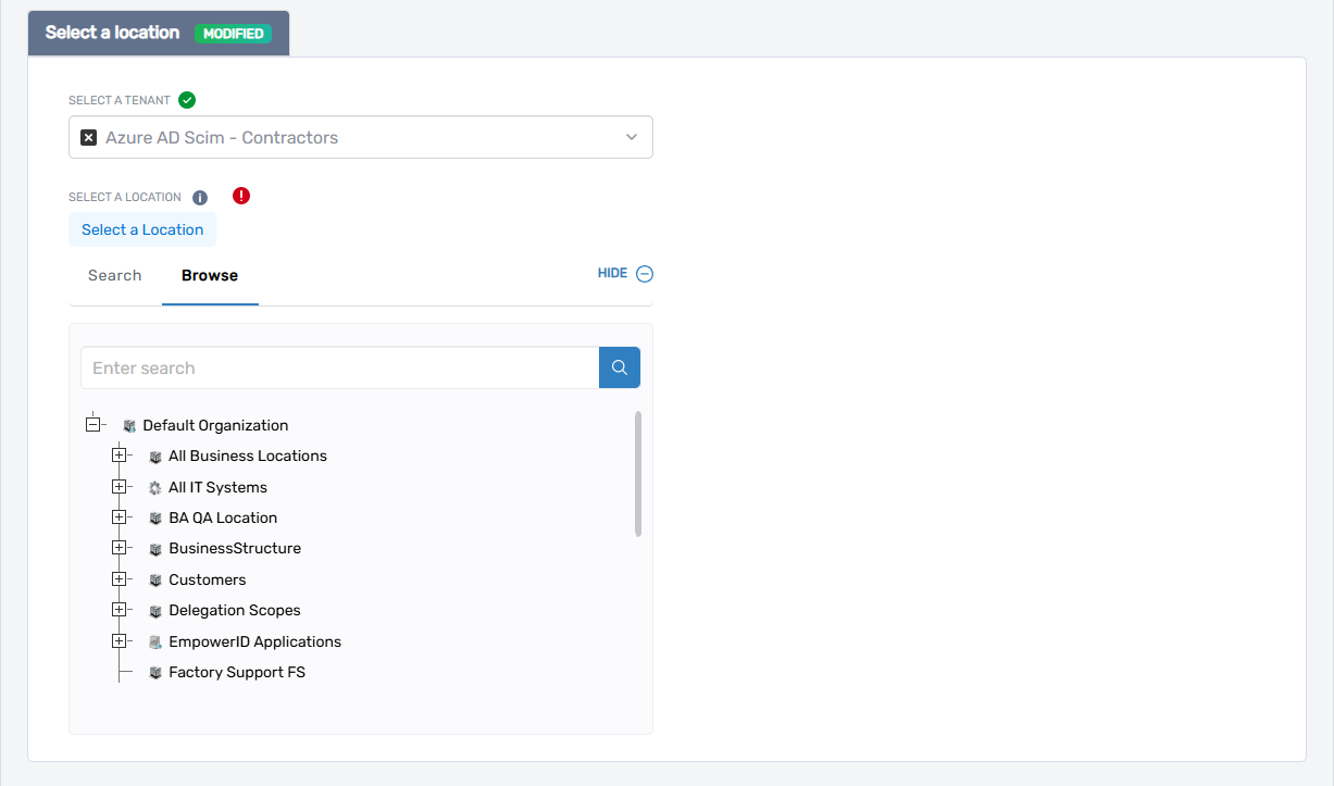 Browse location tree