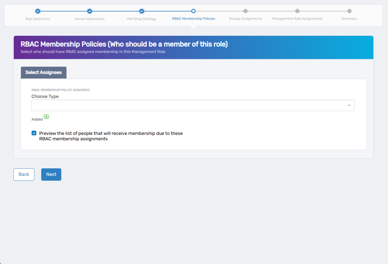 RBAC Membership Policies