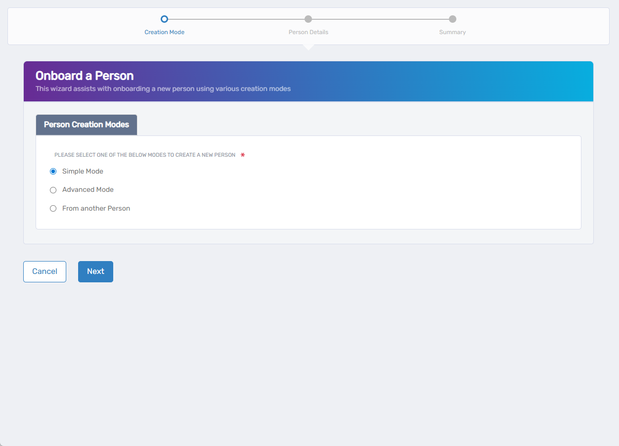 Onboard Person Workflow