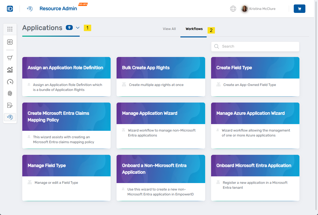 Applications Workflow Tab