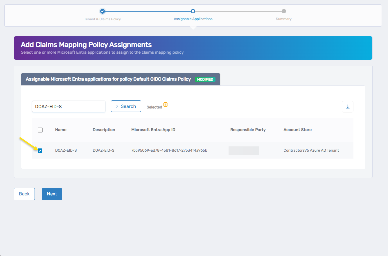 Add Claims Mapping Policy Assignments Select Application
