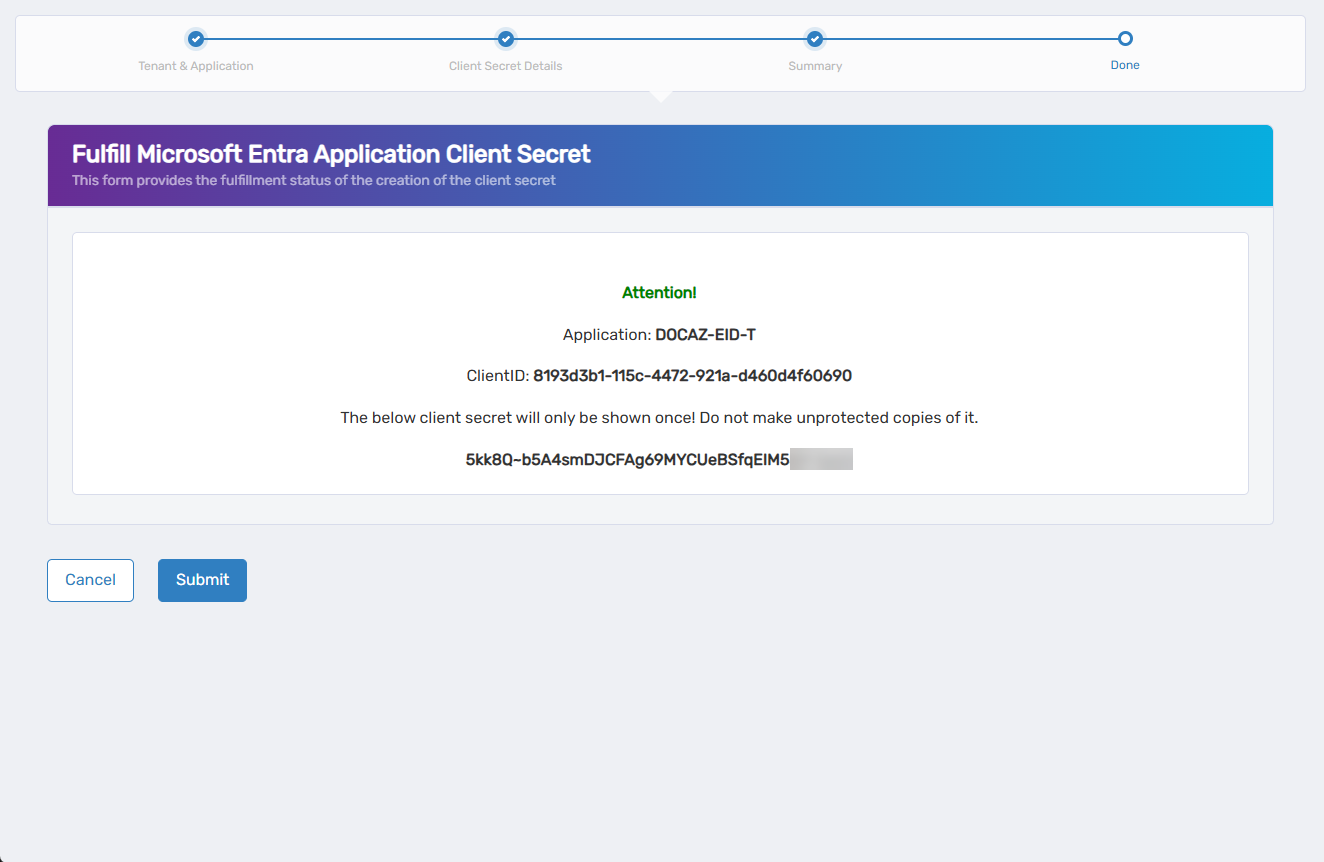 Fulfill Client Secret