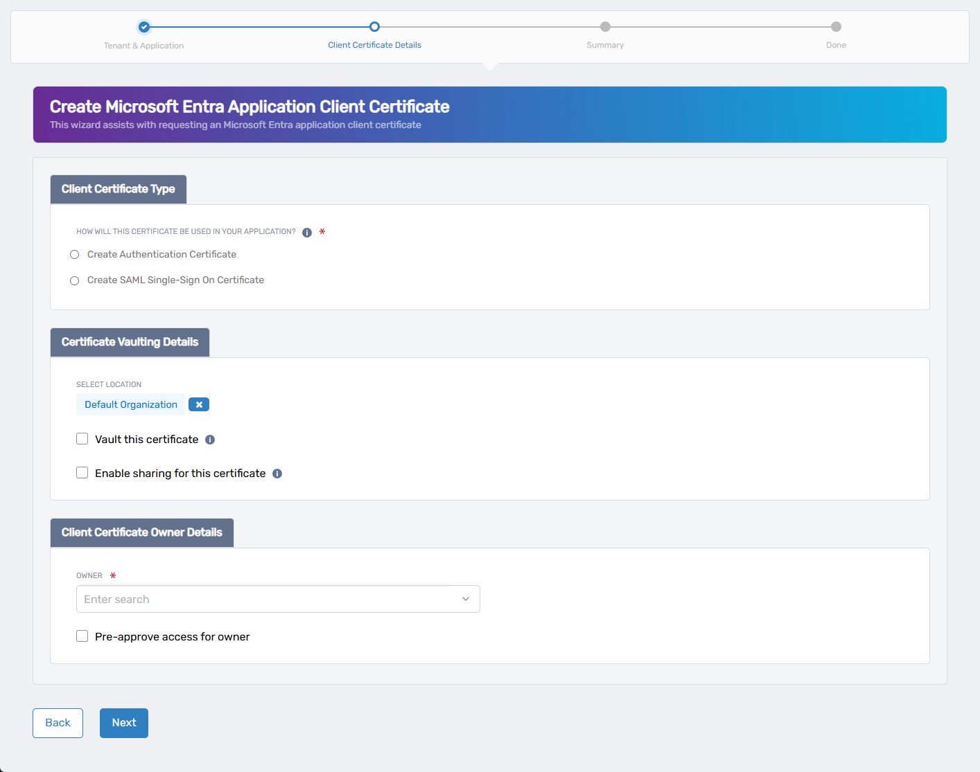 Client Certificate Form