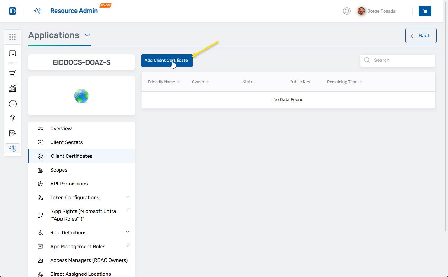Add Client Certificate