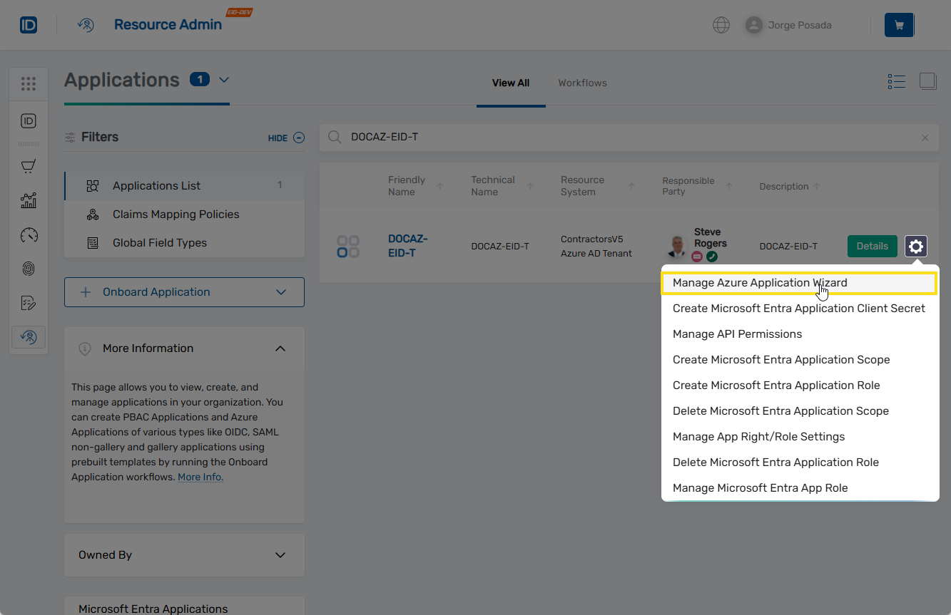 Manage Application Wizard