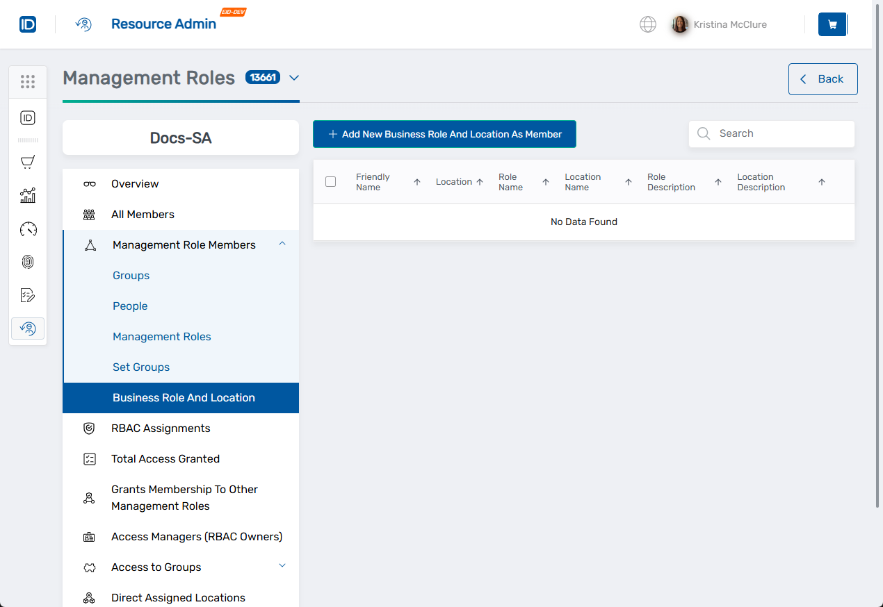 Business Role and Location View