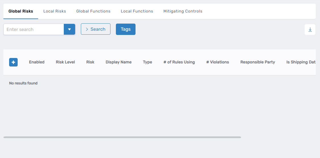 Risk Policies page