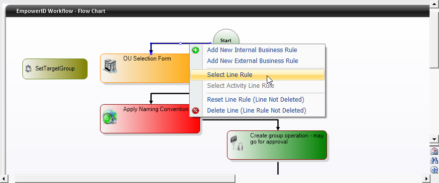 Select line rule context menu