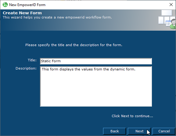Title and description for static form