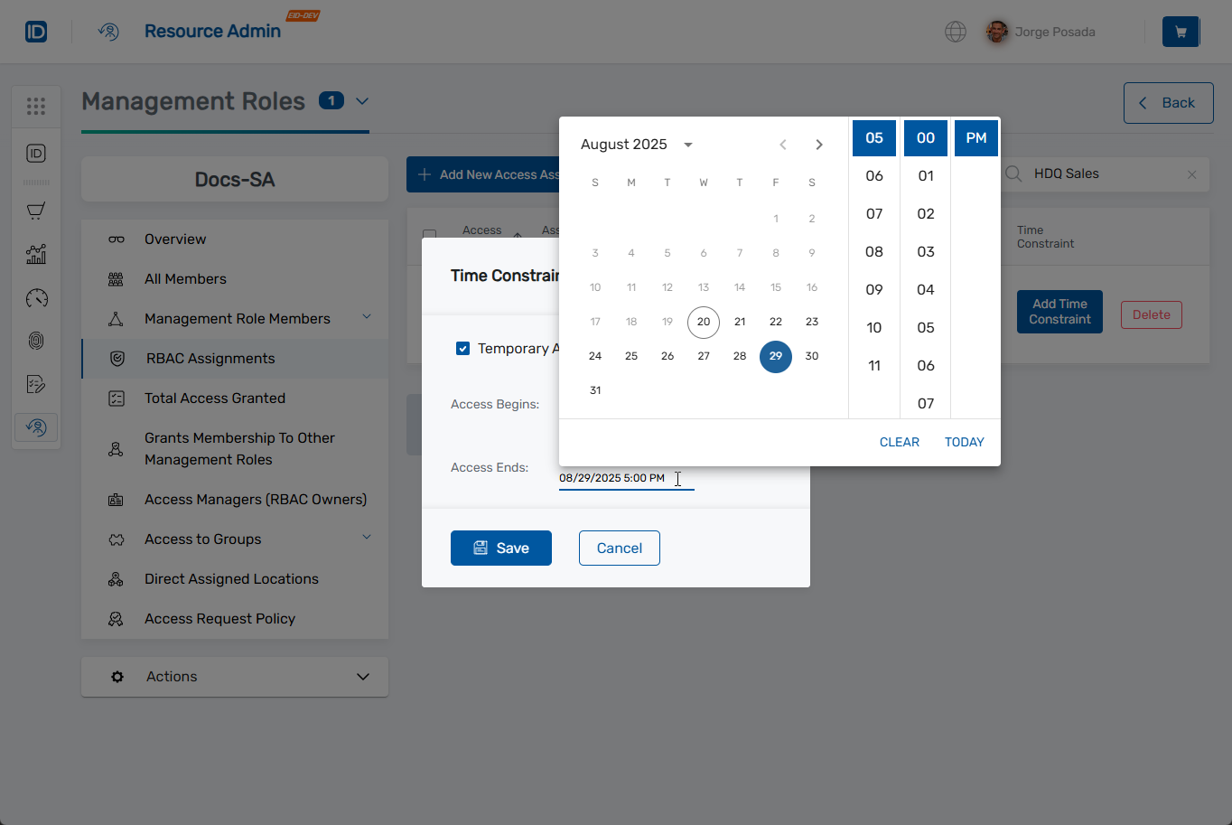 Time Constraint Date Picker