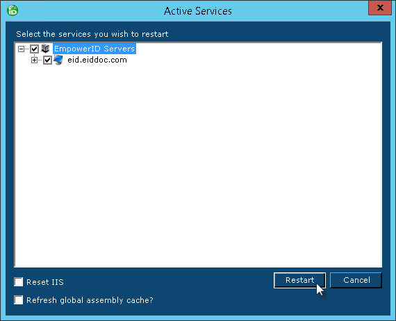 Active Services dialog