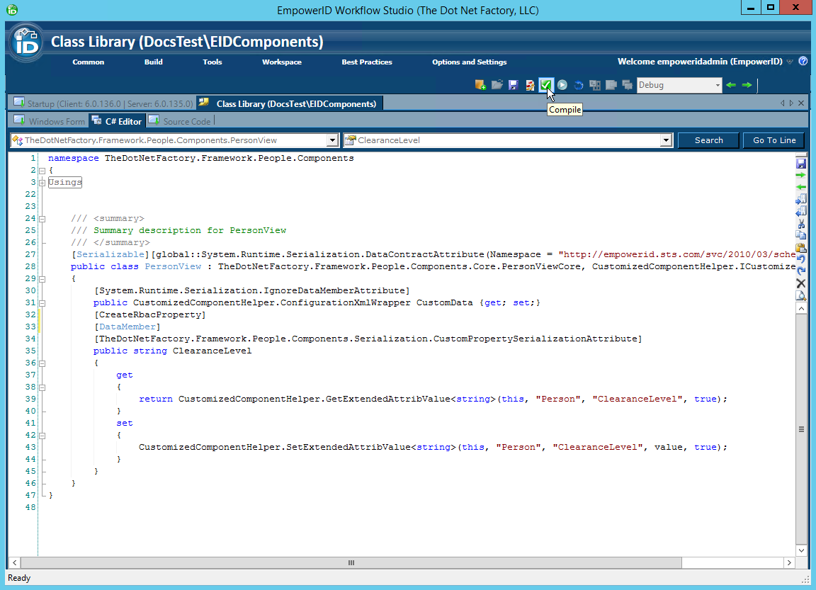 Compile EIDComponents class library button
