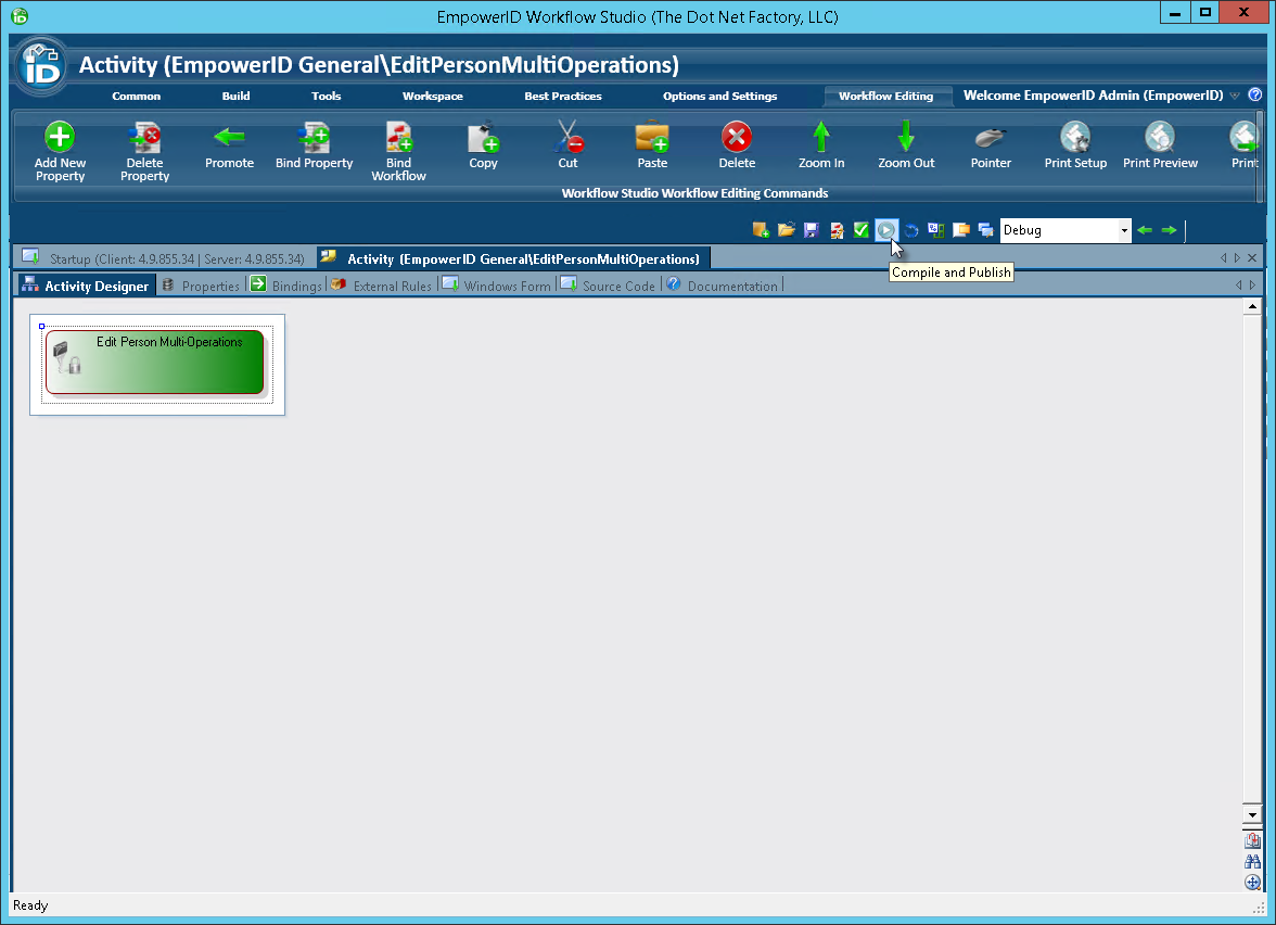 Edit Person Multi Operations compile and publish button